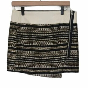 Fab’rik Metallic Gold Black Mini Skirt Women’s Size M | Shimmery Holiday Party